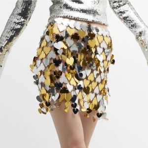 PACO RABANNE Heart-Paillettes Chainmail Mini Skirt
